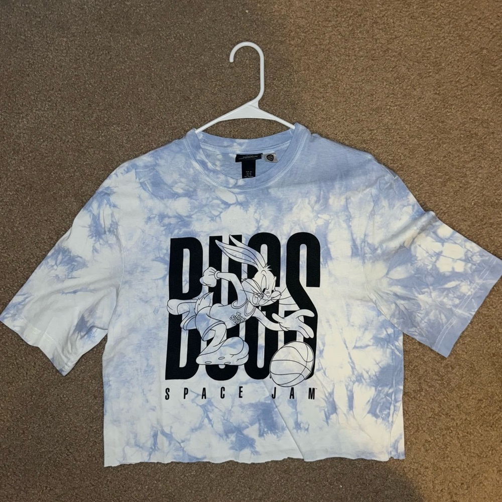 Men’s Blue Tie Dye Cropped Shirt